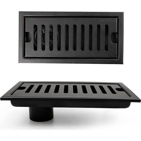 Shower Grate, Shower Drain, Black Floor Drain with Stainless Steel Grate, Suitable for Toilet, Bathroom, Kitchen, Balcony (1/5)