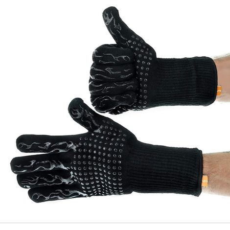 Hitzebeständige Grillhandschuhe, Silikon-Kochhandschuhe, schwarze Küchenhandschuhe zum Kochen und Backen (1/5)