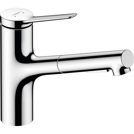 Mitigeur de cuisine avec douchette extractible, 2 jets, Robinet avec hauteur sous bec 150 mm, Robinetterie avec bec pivotant et extensible, Chromé, 74800000 (1/5)