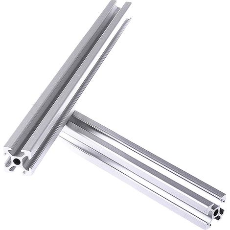 Perfil de aluminio, 1000 mm de longitud, dimensiones de 20 mm x 20 mm, compatible con ranuras en T, material de alta resistencia, aplicaciones versátiles. (1/5)
