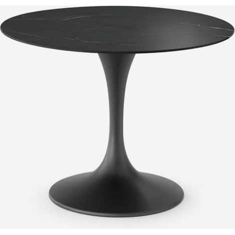 Tavolo rotondo fisso in ceramica 100x100 cm Circe - Effetto marmo nero (1/5)