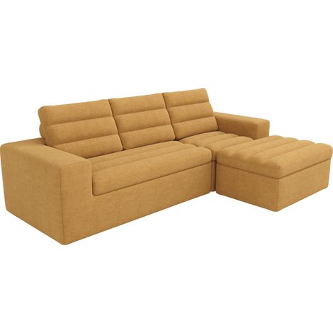 CHICFURN Sofá esquinero modular de chenilla naranja, 253 x 161 x 89 cm (1/5)