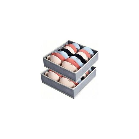 Lot de 2 organiseurs de tiroirs pour lingerie, boîte de rangement pour soutiens-gorge avec 7 compartiments, armoire pliable, tiroir de rangement pour soutiens-gorge, cravates, foulards (1/4)