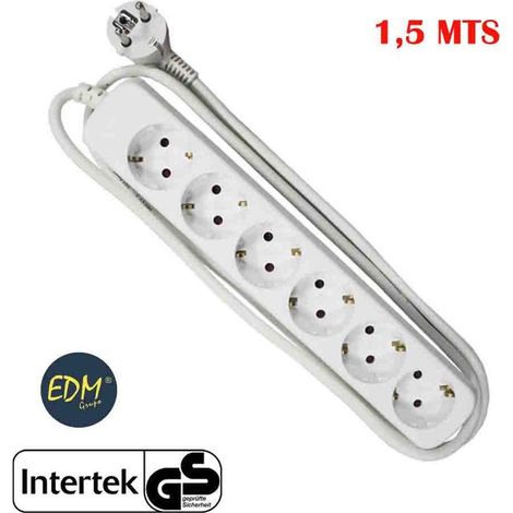 Base Multipla 6 Prese t/tl 10/16A Schuko 1,5m 3x1,5mm EDM