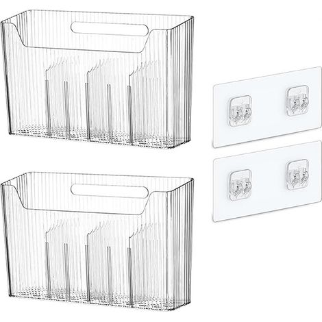 2 pezzi di contenitori da parete per ante di mobili da cucina, senza necessità di foratura, con supporto interno in membrana di plastica, mensola portaoggetti per bagno e WC