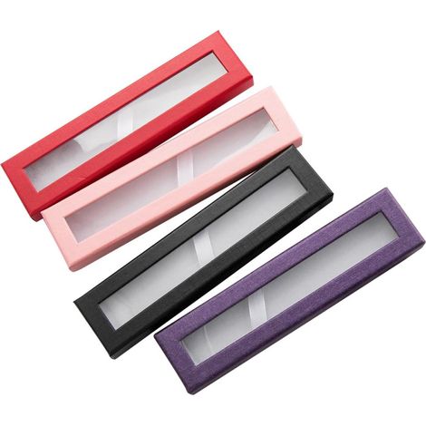 of 4 paper pencil boxes with viewing window Sturdy gift