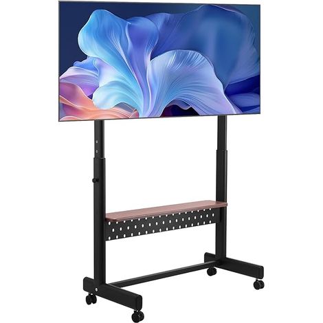Support TV à roulettes, pour téléviseur/LED/LCD/OLED de 1397 à 2540 mm, Chariot TV Portable, Hauteur réglable avec Plateau, jusqu'à 92,99 kg, Max. VESA 800 x 600 mm, pour Salon Bureau extérieur (1/5)