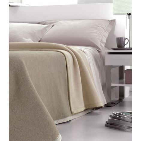 Coperta Pura Lana Matrimoniale Dobleface 450gr Cober Double Tortora (1/2)