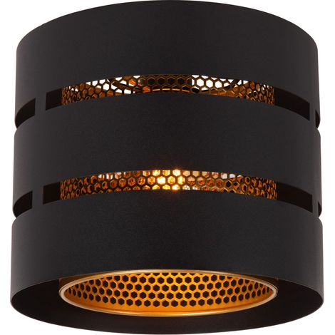 Plafonnier moderne métal noir/or ROSAS E27 40W Lucide (1/5)