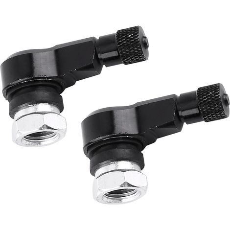 2 schwarze 90°-Motorradventilkappen aus Aluminium, 11,3 mm, universell für Räder und Reifen (1/5)