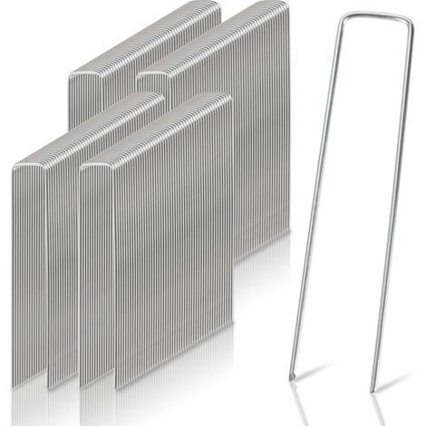 200pcs Piquets de Fixation en Acier Galvanisé, Ø2,5mm, pour Toile de Paillage, Treillis - 200x (1/4)
