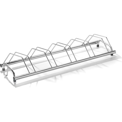 ANDRYS - Rastrelliera Porta Biciclette a Terra Inclinato, Senza Tappi, Zincato a Freddo, Colore Argento, 150 x 42 x 40 cm, 5 Posti (1/5)