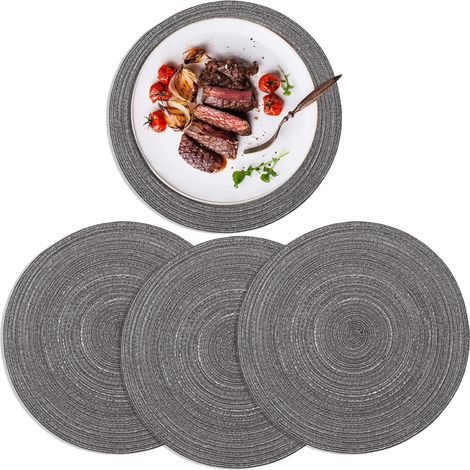 Set De Table Ronde - En Coton - Lavable En Machine - Pour Intérieur Et Extérieur - Lot De 4 (1/5)