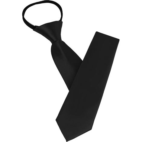 Cravate Homme Pré-nouée - 1 Pièce - Soie Polyester Noire - Fermeture Éclair Réglable - Mariage et Affaires - 47x8 cm (1/5)