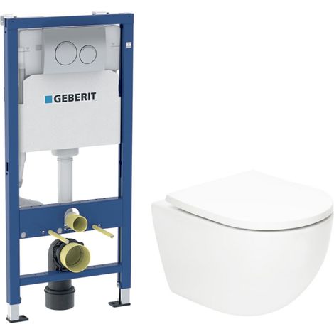 Duofix pack WC bâti-support + WC suspendu Swiss Aqua Technologies + plaque (GEBSTFUWT01-FR)