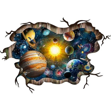 Stickers muraux 3D planètes, stickers muraux galaxie cosmique pour chambre d'enfant, stickers muraux espace pour enfants (1/5)
