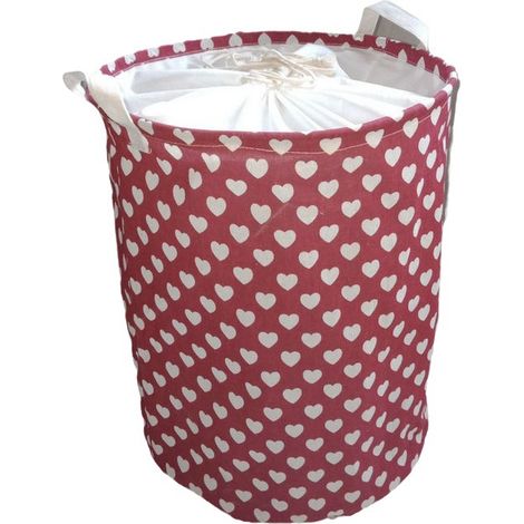 Panier à linge autoportant avec couvercle, panier à linge pliable extra large avec cordon de serrage et poignée (rose) 35 x 45 cm (1/2)