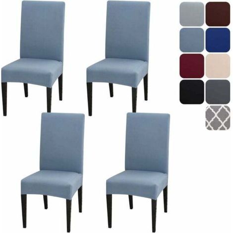 Lot de 4 housses de chaise extensibles – Matériau souple et résistant – Lavables en machine – Ajustement élastique pour maintien sécurisé (1/4)