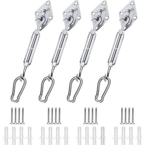 Kit de fixation pour voile d'ombrage en acier inoxydable 304 – 44 pièces – Résistant à la corrosion – Pour voiles triangulaires et rectangulaires (1/5)