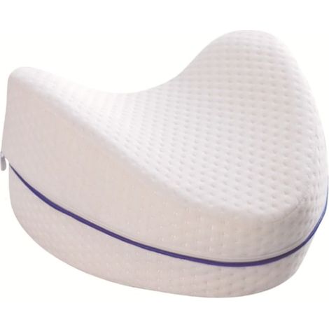 Coussin ergonomique en mousse à mémoire de forme pour les jambes, oreiller bleu et blanc pour un sommeil confortable (1/5)