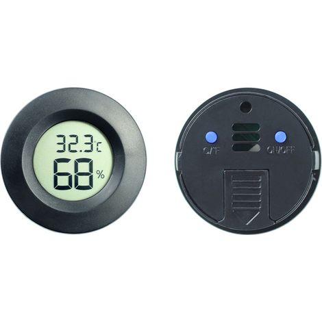 Deux pièces mini 4,5 cm noir thermomètre hygromètre numérique avec affichage LCD numérique intérieur extérieur portable rond thermomètre batterie pour chambre de bébé maison réfrigérateur bureau entre (1/2)