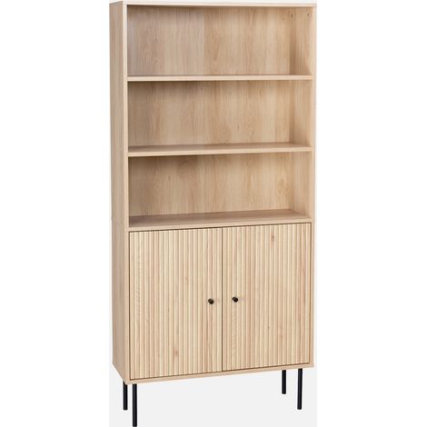 Libreria in legno e metallo nero a 2 ante (1/5)