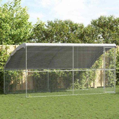 Hühnerkäfig 2 pcs Silber 400 x 200 x 200 cm Verzinkter Stahl (1/5)