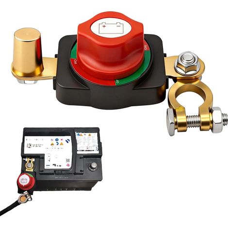 Coupe Circuit Batterie 12V-48V, Interrupteur de Déconnexion Réglable 180° en ABS et Cuivre, Sectionneur Batterie Anti-Décharge pour Voiture Bateau Camion Moto Camping-Car VTT UTV, Sécurité Renforcée (1/5)