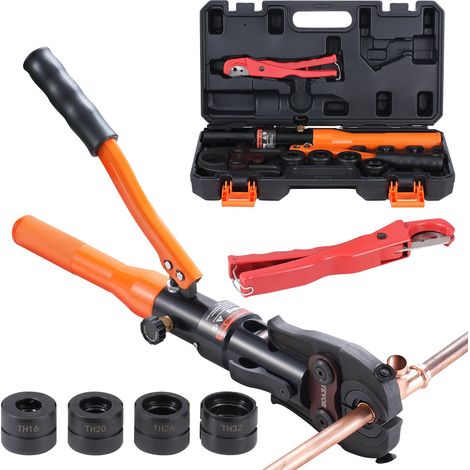 Outil de sertissage hydraulique pour raccords de tubes en cuivre, pince à sertir avec mâchoires à changement rapide TH16, TH20, TH26, TH32, 360 ° pour les espaces restreints et les raccords en T (1/5)