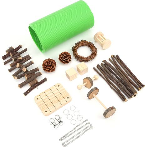 Lot de 12 jouets de tunnel en bois pour hamster, tunnel flexible pour petits animaux et accessoires de jouets molaires en bois naturel pour animaux de compagnie (1/5)