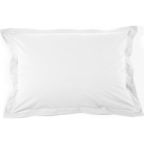 Taie D Oreiller 50x70 Cm - Percale Coton 80 Fils - Finition Volant Plat - Blanc - Usage Hôtel Et Maison (1/5)