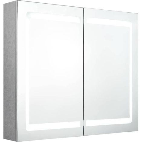 Maison Exclusive - Armadietto Bagno con Specchio e LED Grigio Cemento 80x12x68 cm (1/5)