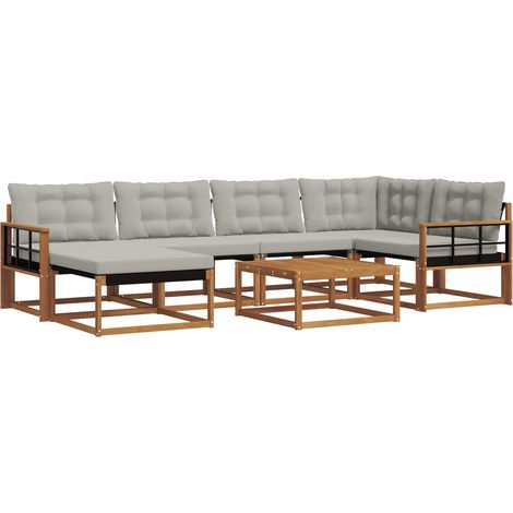 Conjunto de sofás de exterior 7 pcs Gris Natural y Claro vidaXL (1/5)