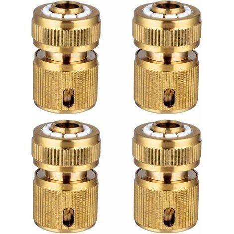 4 Pièce Raccords Rapide Tuyau d'arrosage en Laiton, Rapide Raccord Connecteurs pour Tuyau d’arrosage dans Le Jardin 1/2" Quick Connectors (1/4)
