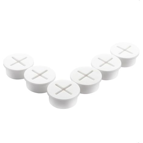 Sollbry 6-teiliges Set runder Kabelabdeckungen aus Kunststoff für Schreibtische, dekorative Kabeldurchführungen, Kabelmanagement-Abdeckungen für Tische und Schreibtische (1/5)