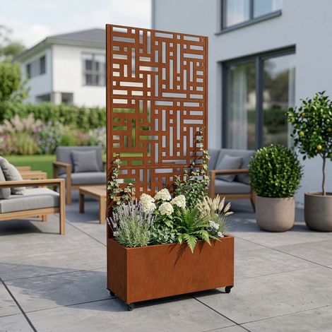 Jardinière brise-vue Bernalda acier 190 x 82 x 38 cm rouille (1/5)