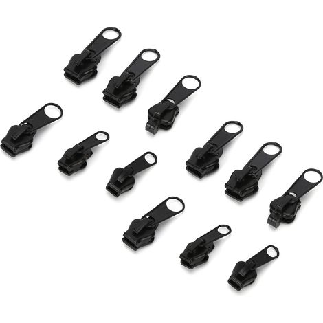Kit de réparation de fermeture éclair universel 12 pièces pour vestes jeans manteaux sacs - Noir (1/5)
