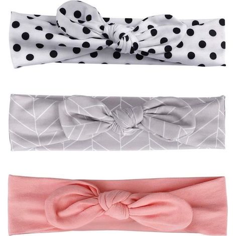 (Als Bild anzeigen) Haarband – Material unbekannt – Baumwolle – 3-teilig – elastisch – für Babys (1/4)
