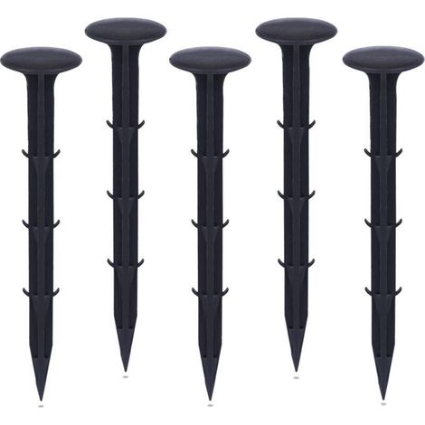 Plastique Piquets de Fixation de Jardin,pour Jardin pour la Fixation des Tissus Anti Mauvaises Herbes Protection Contre Les UV (50 pièces, Noir)