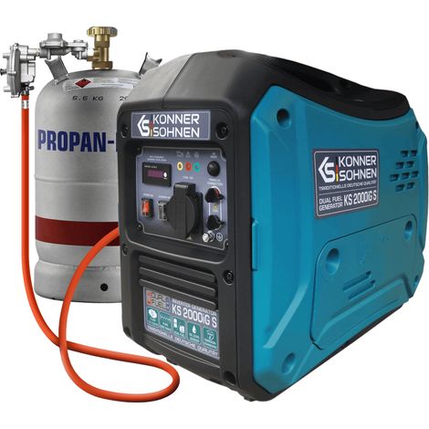 Dual-Fuel Inverter Stromerzeuger Könner & Söhnen KS 2000iG S, 2,0 kW, Benzin/LPG, schallgedämmt