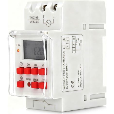 x 30A Electric Timer, LCD Display, 20 Cycles, 35mm DIN Rail, Swimming Pool Water Heater (1/5)