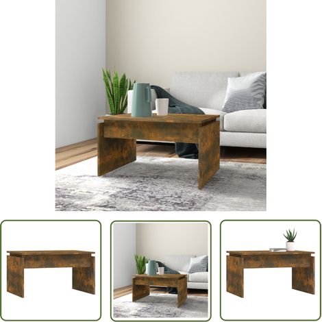 The Living Store Couchtisch Räuchereiche 68x50x38 cm Holzwerkstoff - Couchtisch - Wohnzimmereinrichtung - Holzmöbel - Holzwerkstoff - Esszimmertisch (1/5)