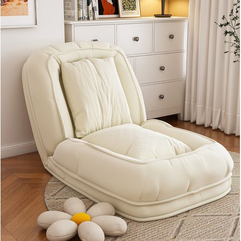Divano letto pieghevole 180 x 90 x 26 cm, 5 posizioni, 2 cuscini, crema OKMYHOME (1/5)
