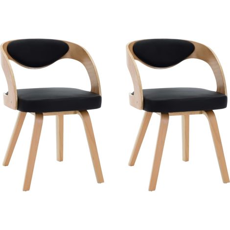 Maison Exclusive - Esszimmerstühle 2 Stk. Schwarz Bugholz und Kun