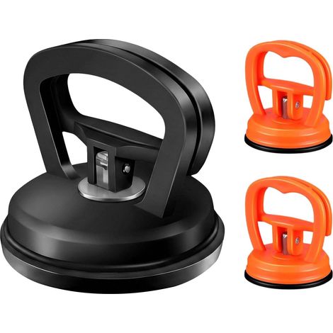 3 Pièces Dent Pullers Ventouses Carrosserie, Kit de Débosselage Voiture Extracteur de Dent Outil de Réparation pour Voiture, Verre, Carrelage et Surfaces Lisses (1 Grande Noir+ 2 Petites Orange) (1/5)