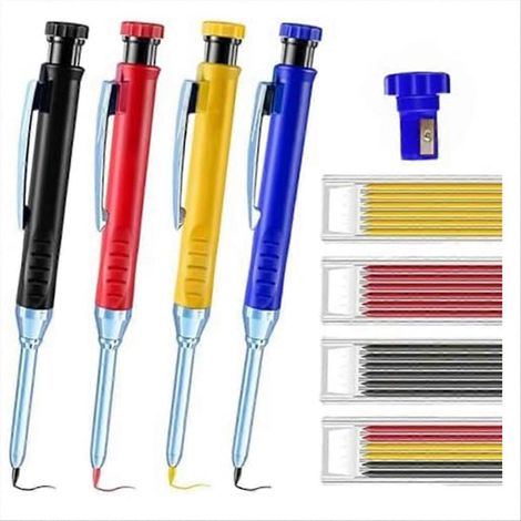 Set mit 10 robusten Zimmermannsbleistiften mit 2,8 mm Minen, professionelles Set für Holzarbeiten und präzises Markieren, langlebige Spitze, für den harten Einsatz geeignet (1/5)