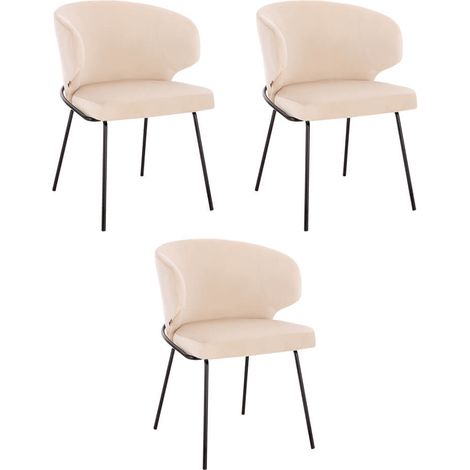 HOME DELUXE - Polsterstuhl AMARA- 3 Stück, Farbe: Samt Beige - weiche Polsterung, bis 120 kg belastbar I Küchenstuhl Speisestühle Esszimmerstühle Stuhl Polsterstuhl Esszimmerstuhl Esszimmerstühle (1/5)