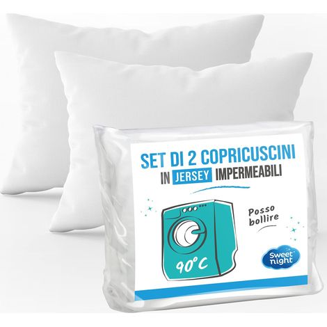 SWEET NIGHT Sweetnight - Set di 2 copricuscini Impermeabili 50x70 cm  Lenzuolo Impermeabile e microtraspirante  Morbido e Silenzioso  Lavabile a 90°C  Chiusura a Cerniera (1/4)