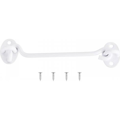 Verrou de porte de grange à crochet et œillet de 148 mm en acier inoxydable pour fenêtre, cabine, porte coulissante,blanc (1/5)