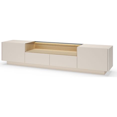 Mobile TV, beige + rovere cremona, 203 x 43,4 x 39,5 cm